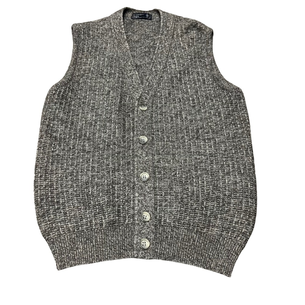 Ermenegildo Zegna Mens Grey Textured Knit Button Front Cardigan Vest Italy IV/V